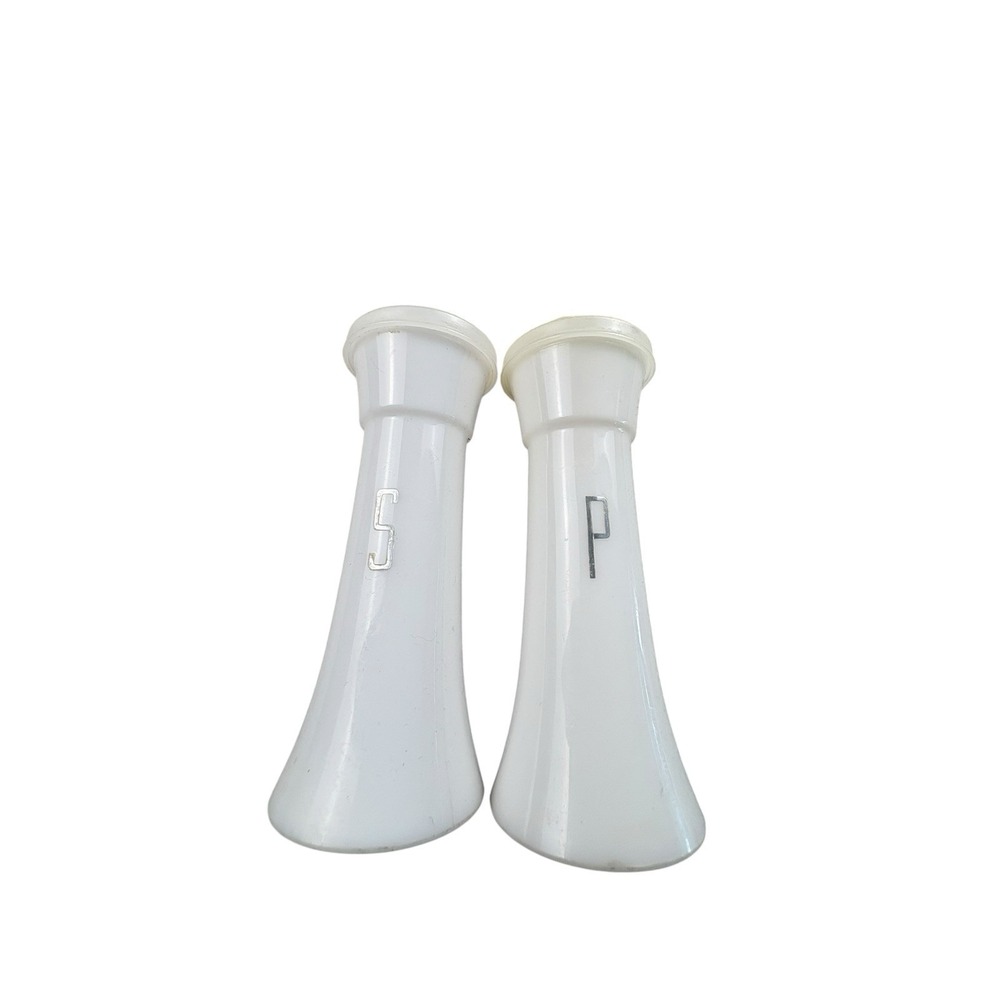 Vintage White Plastic Salt & Pepper Shakers Set Mid Century Modern